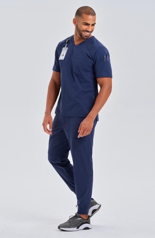 Men's Short Sleeve V-Neck Workwear Shirt & Pants Set - Image 2