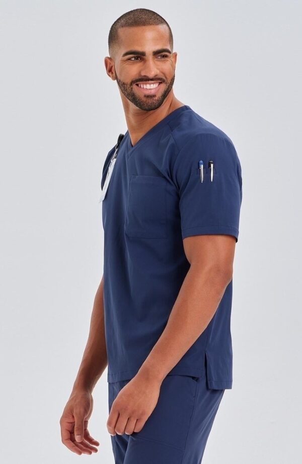 Men's Short Sleeve V-Neck Workwear Shirt & Pants Set - Image 3