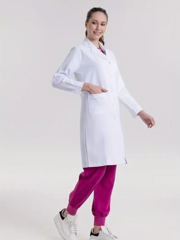 Elegant Button Front Slim Fit Lab Coat For Women - Image 2