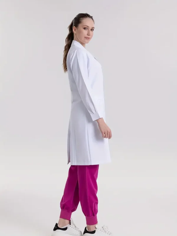 Elegant Button Front Slim Fit Lab Coat For Women - Image 3