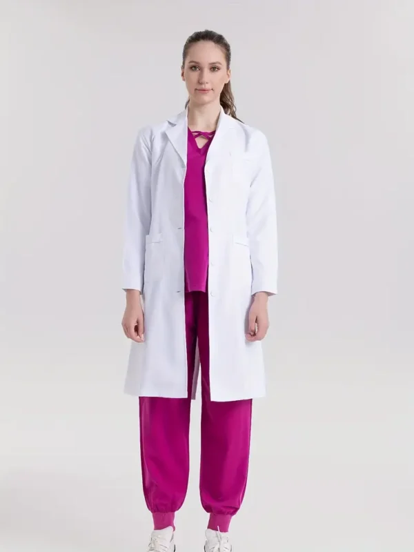 Elegant Button Front Slim Fit Lab Coat For Women - Image 4