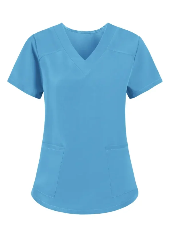 Unisex Polyester Scrub Set V-Neck Top with Pockets - Image 3
